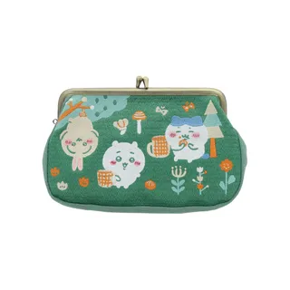 ちいかわ 畳刺繍がま口ポーチ（グリーン）